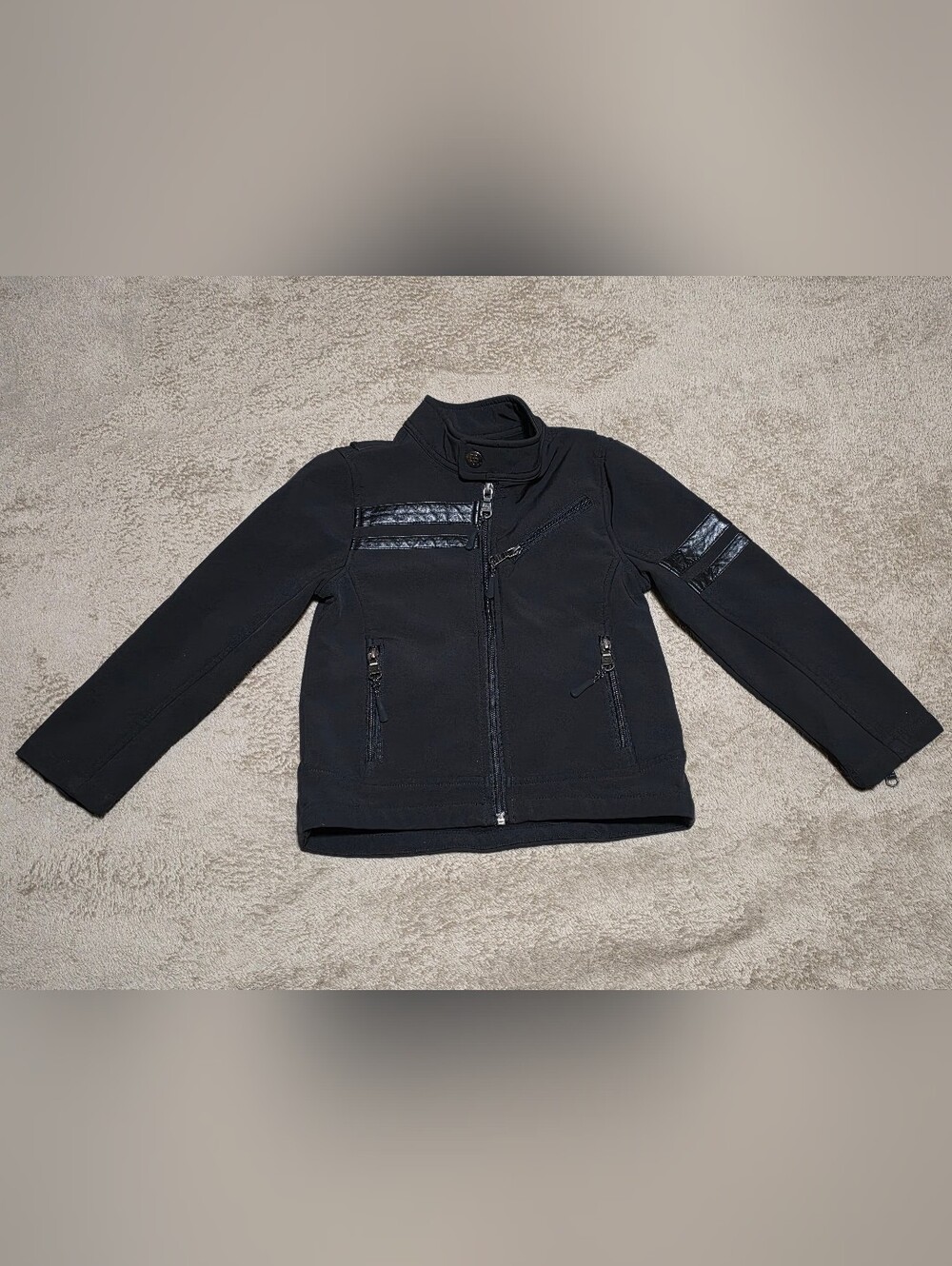 VGUC Kids Urban Republic Soft Shell Jacket Size 5/6 Black Faux Leather